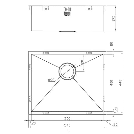 1810 - Zenuno 500U Stainless Steel 1.0 Bowl U/M Sink - ZU/50/U/S/021