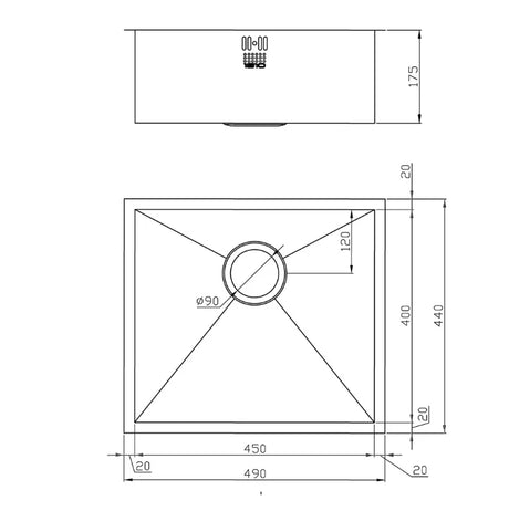 1810 - Zenuno 400U Stainless Steel 1.0 Bowl U/M Sink - ZU/40/U/S/019