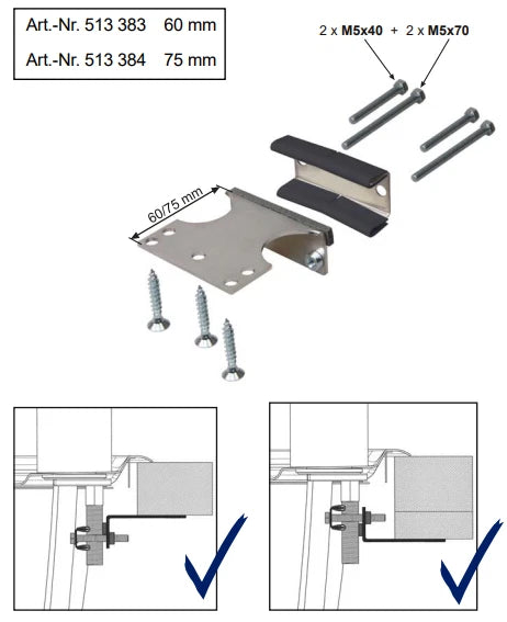 Blanco TAP SUPPORT BRACKET for Flexi Tails Mixer Taps: 60mm - 513383