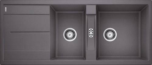 Blanco Metra 8 S - 518884 - Silgranit Reversible 1.5 Bowl Inset Sink - Rock Grey