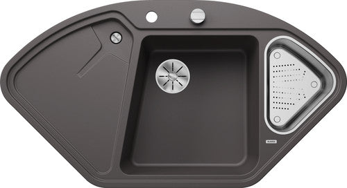 Blanco Delta II Corner - 523657 - Silgranit Inset Corner 1.0 Bowl Kitchen Sink - Rock Grey