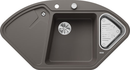 Blanco Delta II Corner - 527238 - Silgranit Inset Corner 1.0 Bowl Kitchen Sink - Volcano Grey