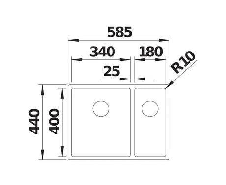 Blanco Claron 340/180-U LH - 521609 - Undermount Kitchen Sink - Stainless Steel