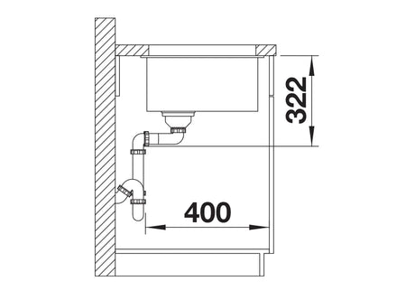 Blanco Subline 700-U Level - 527355 - 1.0 Bowl Silgranit Undermount Sink - Volcano Grey