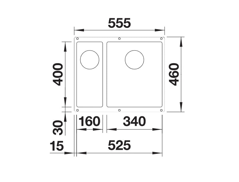 Blanco Subline 340/160-U RH - 523558 - Undermount Sink Silgranit - Anthracite
