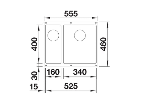 Blanco Subline 340/160-U RH - 523562 - Undermount Sink Silgranit - White