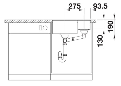 Blanco Subline 340/160-U RH - 523562 - Undermount Sink Silgranit - White