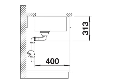 Blanco Subline 320-U - 523410 - 1.0 Bowl Silgranit Undermount Sink - White