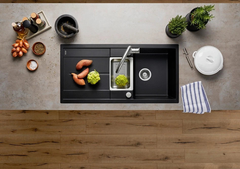 Blanco Metra 6 S - 525926 - Silgranit Reversible 1.5 Bowl Inset Sink - Black