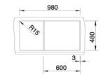 Blanco Metra 6 S - 525926 - Silgranit Reversible 1.5 Bowl Inset Sink - Black