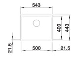 Blanco Subline 500-IF Steelframe InFino - 525997 - Silgranit 1.0 Bowl Flush Mount Inset Sink - Black