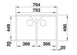 Blanco Villae Farmhouse Ceramic - 525164 - Crystal White Gloss 2.0 Bowl Sink