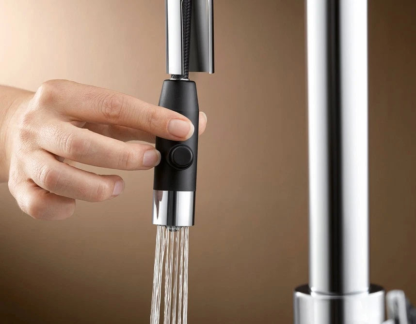 Blanco Carena-S Vario - 521368 - Single Lever Monobloc Kitchen Tap with Pull-out Spray - Silgranit White/Chrome