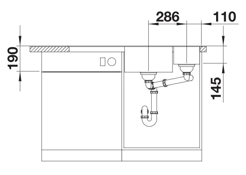 Blanco Axia III 6 S Right Hand - 525850 - Silgranit 1.5 Bowl Inset Sink - Black