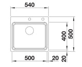 Blanco Etagon 500-IF/A - 521748 - Single Bowl Inset Kitchen Sink with Tap Ledge - Stainless Steel