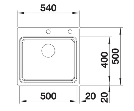 Blanco Etagon 500-IF/A - 521748 - Single Bowl Inset Kitchen Sink with Tap Ledge - Stainless Steel