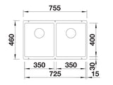 Blanco Subline 350/350-U - 523578 - Undermount Sink Silgranit - White