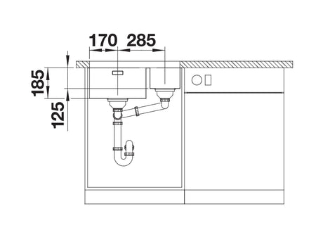 Blanco Solis 340/180-U LH - 526129 - Undermount Kitchen Sink - Stainless Steel