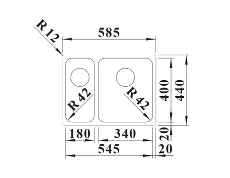 Blanco Solis 340/180-U RH - 526128 - Undermount Kitchen Sink - Stainless Steel