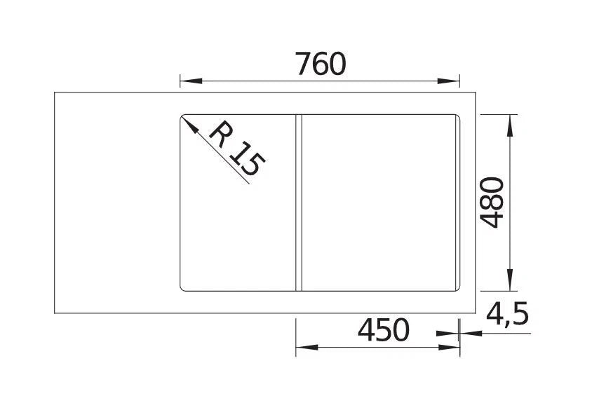 Blanco Adira 45 S - 527586 - Silgranit 1.0 Bowl Reversible Inset Sink - Anthracite