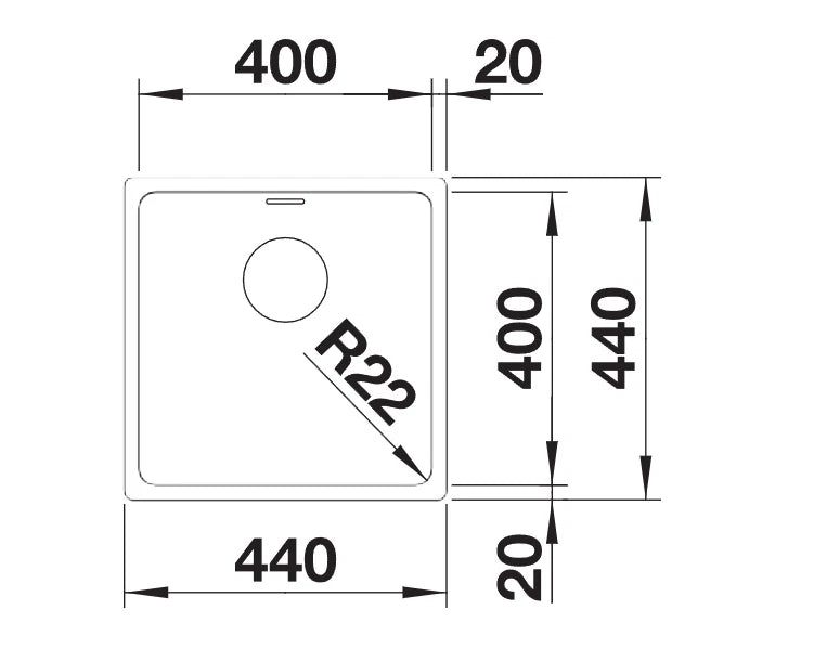 Blanco Andano 400-U - 522959 - Undermount Kitchen Sink - Stainless Steel