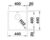 Blanco Andano 400-U - 522959 - Undermount Kitchen Sink - Stainless Steel