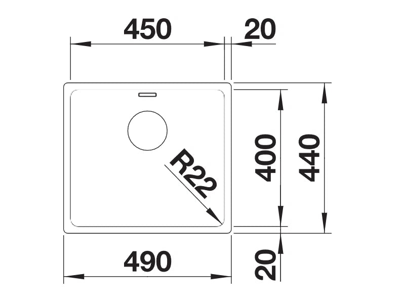 Blanco Andano 450-U - 522963 - Undermount Kitchen Sink - Stainless Steel