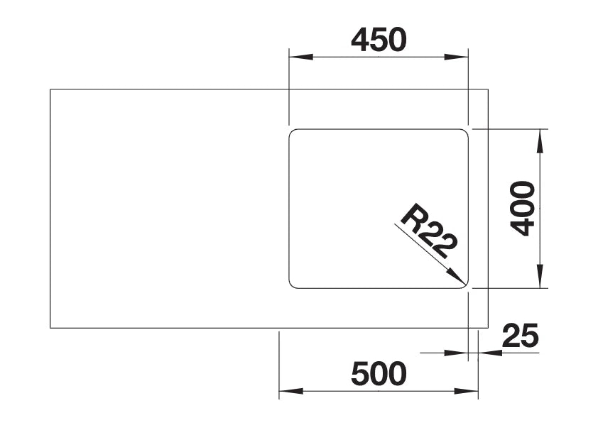 Blanco Andano 450-U - 522963 - Undermount Kitchen Sink - Stainless Steel