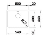 Blanco Andano 500-U - 522967 - Undermount Kitchen Sink - Stainless Steel