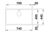 Blanco Andano 700-U - 522971 - Undermount Kitchen Sink - Stainless Steel