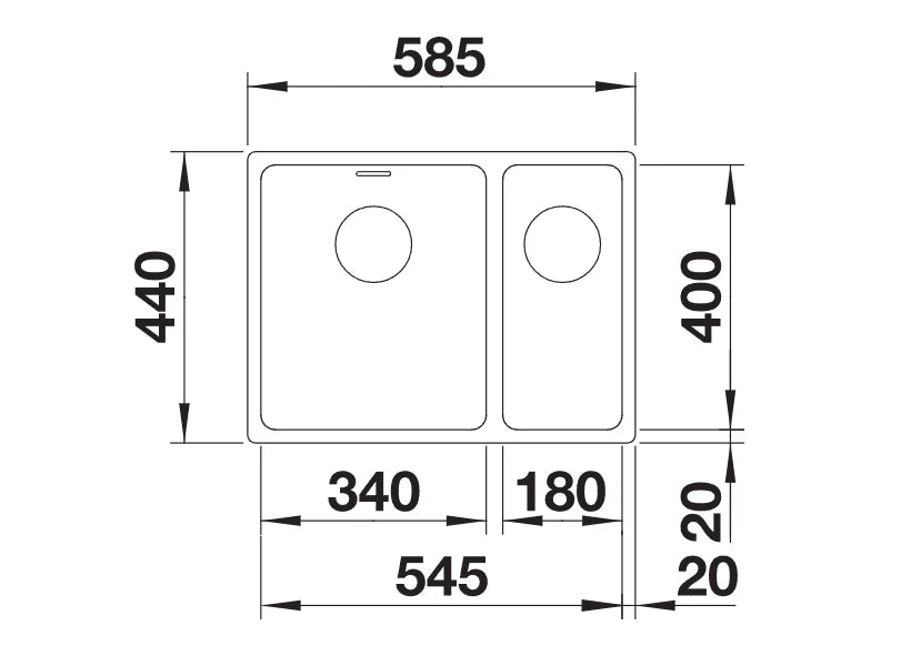 Blanco Andano 340/180-U LH - 522979 - Undermount Kitchen Sink - Stainless Steel