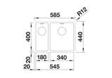 Blanco Andano 340/180-U RH - 522977 - Undermount Kitchen Sink - Stainless Steel