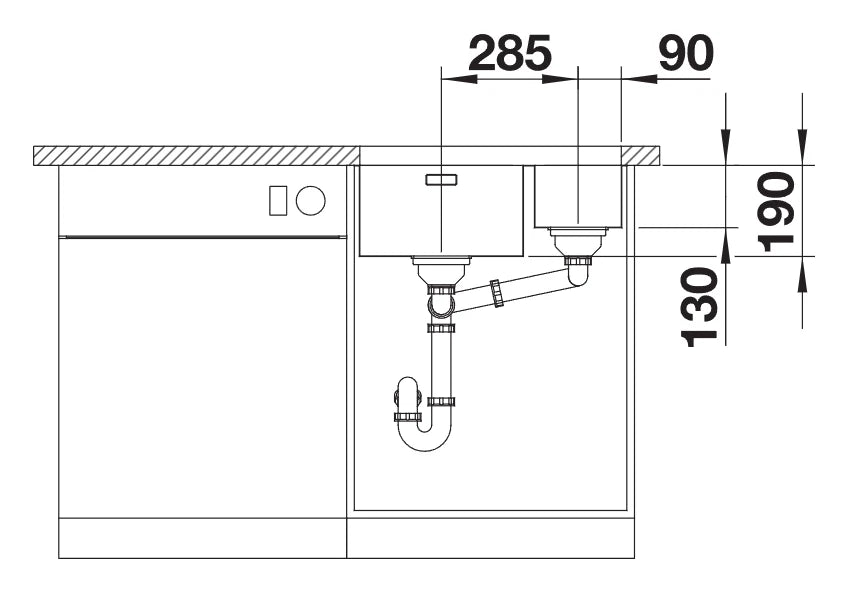 Blanco Andano 340/180-U RH - 522977 - Undermount Kitchen Sink - Stainless Steel