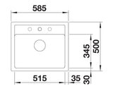 Blanco Legra 6 with Tap Ledge - 523334 - Silgranit 1.0 Bowl Inset Sink - White