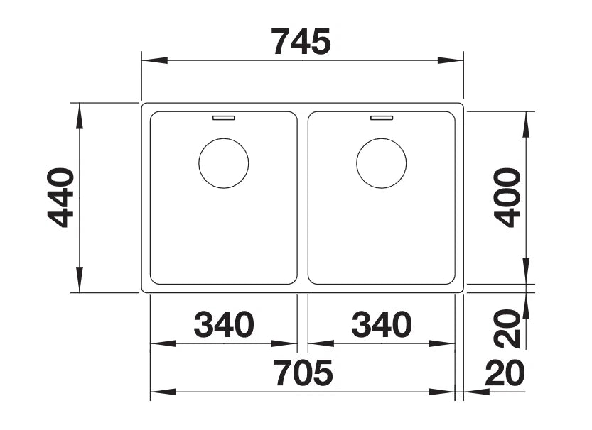 Blanco Andano 340/340-U - 522983 - Undermount Kitchen Sink - Stainless Steel