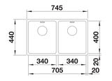 Blanco Andano 340/340-U - 522983 - Undermount Kitchen Sink - Stainless Steel
