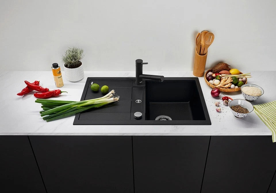 Blanco Metra 45 S - 525914 - Silgranit 1.0 Bowl Reversible Inset Sink - Black