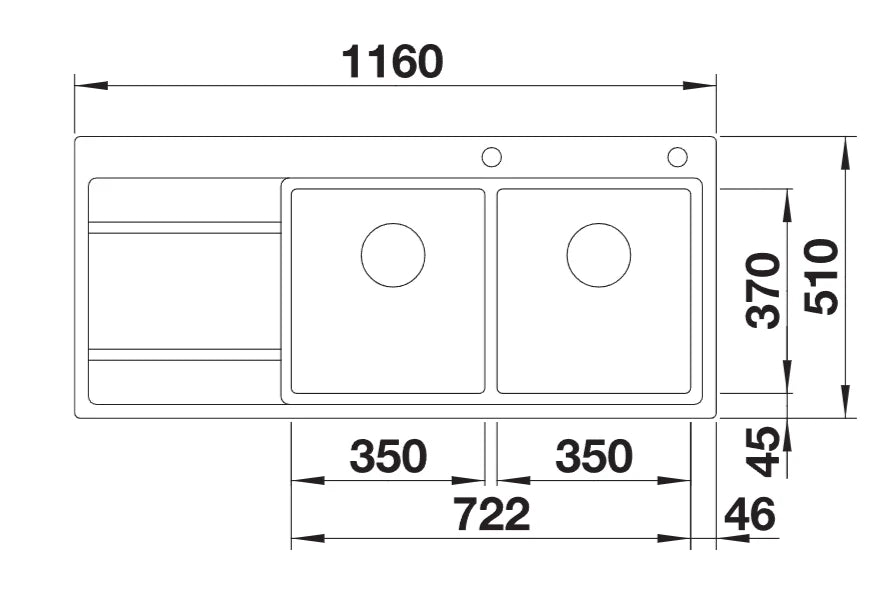 Blanco Divon II 8 S-IF RH - 521665 - Double Bowl Inset Kitchen Sink - Stainless Steel