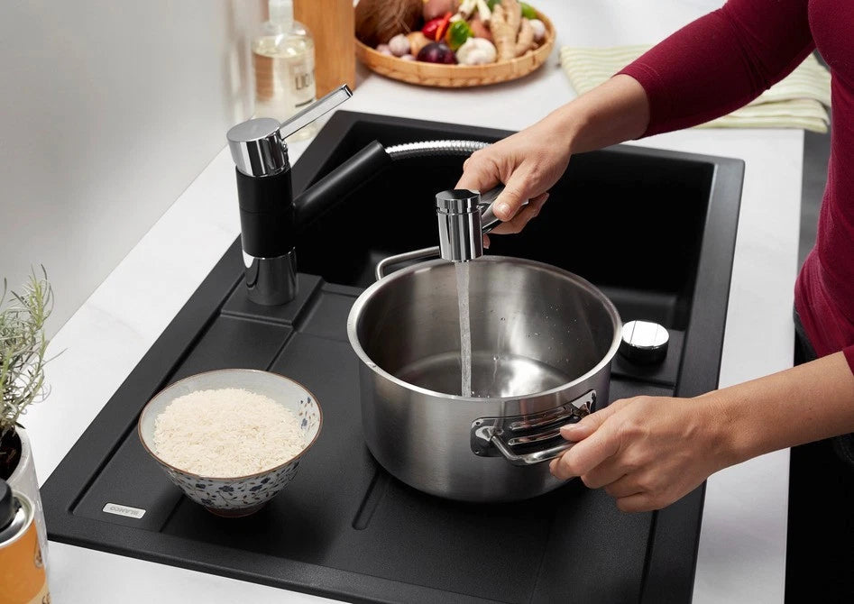 Blanco Metra 45 S - 525914 - Silgranit 1.0 Bowl Reversible Inset Sink - Black