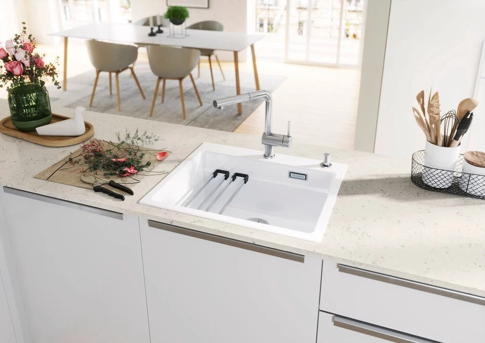 Blanco Etagon 6 Ceramic - 525156 - Crystal White Gloss PuraPlus Inset 1.0 Bowl Sink