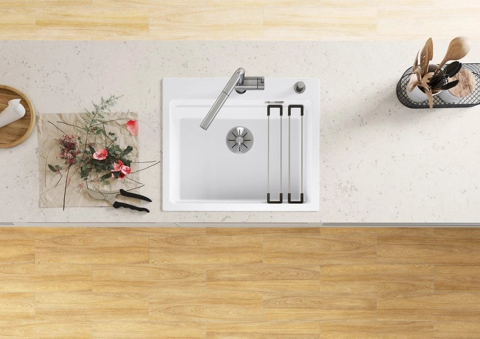 Blanco Etagon 6 Ceramic - 525156 - Crystal White Gloss PuraPlus Inset 1.0 Bowl Sink