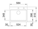 Blanco Etagon 6 Ceramic - 525156 - Crystal White Gloss PuraPlus Inset 1.0 Bowl Sink