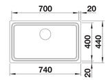 Blanco Etagon 700-IF/A - 524274 - Single Bowl Inset Kitchen Sink with Tap Ledge - Stainless Steel
