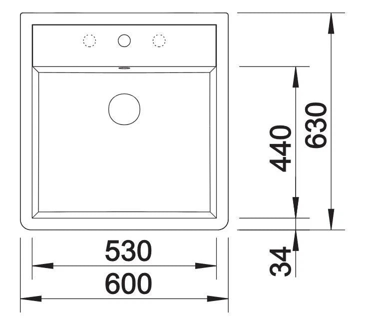 Blanco Panor 60 Ceramic - 514486 - Crystal White Gloss Inset 1.0 Bowl Sink with Tap Ledge