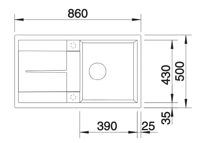 Blanco Metra 5 S - 525918 - Silgranit Reversible 1.0 Bowl Inset Sink - Black