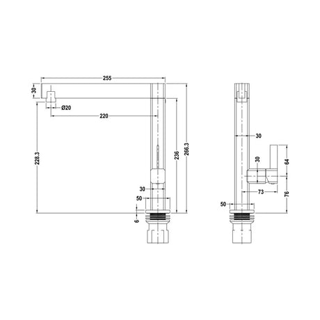1810 Mixer Tap SEN/02/BS - Brushed Steel
