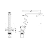 1810 Pendenza Double Lever Mixer Tap - PEN/01/CH - Chrome